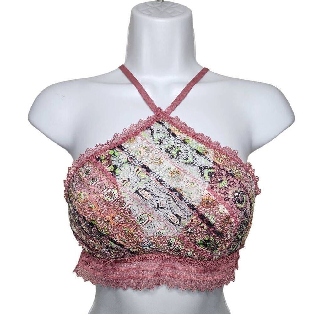 Victoria's Secret Women Intimates, Paisley Lace Underwire Halter Bra Bralette, S
